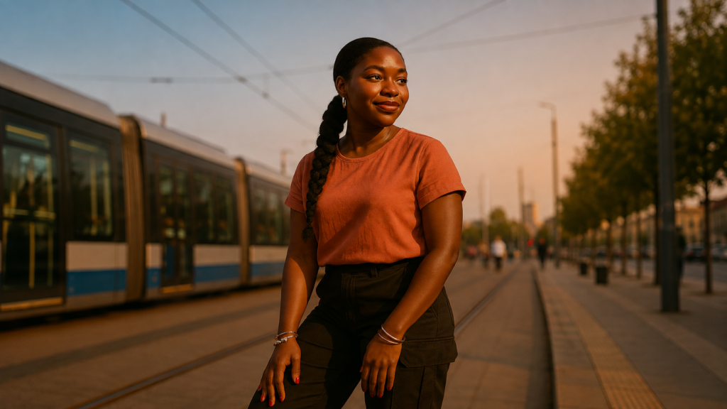 woman staring in joy
